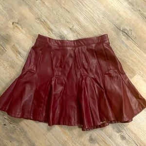 Wine Colour Faux Leather circle skirt from honey